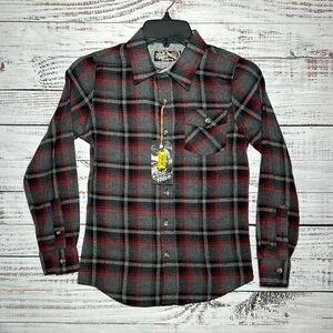 First Wave Dillards Charcoal Flannel Button Up Boys Size 8 NWT